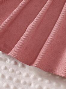 SHEIN Baby Girl Leaf Print Top And Dress Set - Pink - View 8