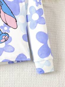 SHEIN Tween Girl Casual Comfortable Cartoon Graphic Crew Neck Pullover T-Shirt And Pants Loungewear Set - Multicolor - View 4