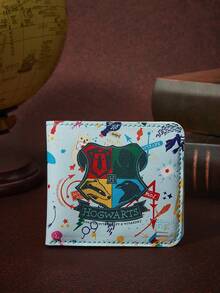 HARRY POTTER X SHEIN Blue Cute Four House Pattern Square Small Wallet