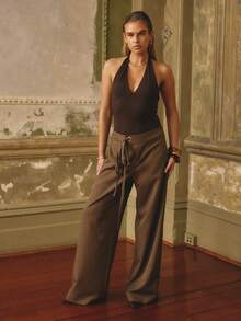 Aralina Women's Elegant Low Waist Eyelet Straight Leg Pants Perfect For Christmas Party New Years And Thanksgiving - Army Green - View 4