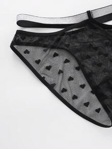 DrisQ 1件男士性感蕾丝爱心印花三角裤 - 黑色 - 查看 7