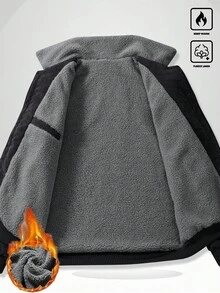 Manfinity Homme 男士秋冬多口袋保暖长袖外套，男友风休闲灯芯绒翻领夹克，时尚保暖男士外套，冬季男士外套，休闲保暖外套，男士灯芯绒外套，适合日常休闲、周末旅行、户外活动、探险旅行、轻松的工作环境或半正式场合，也是送给男友/丈夫、周年纪念日或圣诞节的理想礼物。 - 黑色 - 查看 4