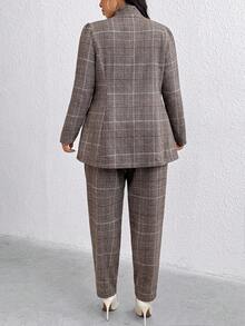 EMERY ROSE Plus Size Women Vintage Style Suit Set, Autumn/Winter