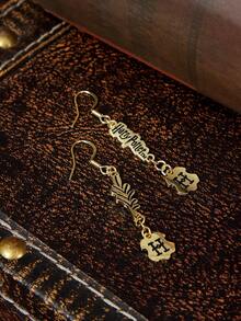 HARRY POTTER X SHEIN A Pair Of Fashion Pendant Earrings, Daily Casual Accessories - Gold - View 1