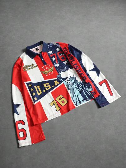 Street Life Men's Striped Long Sleeve Polo Shirt, Loose Fit