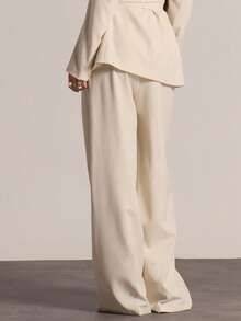 MUSERA Tailored Mid Rise Pleated Wide Leg Trousers Only Suit Autumn Winter Casual Office Going Out Everyday Night Out Sexy Cute Cosy Spring - Beige - View 4