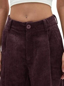 Aveloria Affinna 女士复古休闲直筒裤，橄榄绿，灯芯绒设计，修身显瘦，春季新品