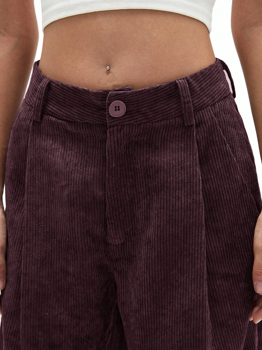 Aveloria Affinna 女士复古休闲直筒裤，橄榄绿，灯芯绒设计，修身显瘦，春季新品