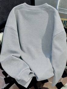 Sparklyn Áo nỉ cổ tròn cơ bản thoải mái, phong cách mùa thu đông ấm áp, thời trang thường ngày, sáng tạo, cá nhân hóa, tươi mới, tối giản, họa tiết cáo hoạt hình, hoa hồng, bướm hồng, phù hợp cho bé gái tuổi teen mùa thu/đông - Màu Xám nhạt - Xem 2