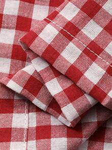 DAZY 2pcs Plaid Cartoon Embroidered Long Sleeve Top And Pants Pajama Set, Fall & Winter Clothes - Red and White - View 8