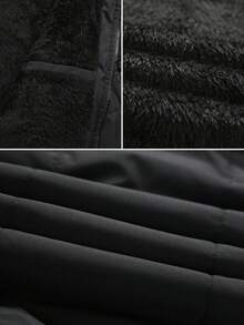 Manfinity Homme Manteau matelassé à capuche zippé pour homme grande taille, chaud pour l'hiver, doublure thermique - Noir - Voir 5