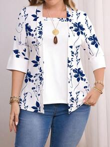 EMERY ROSE 复古花卉印花长袖大码T恤 - 彩色 - 查看 3