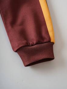 SCOOBY-DOO X SHEIN Young Boy Cartoon Pattern Colorblock V-Neck Raglan Long Sleeve Knit Sweatshirt - Multicolor - View 5