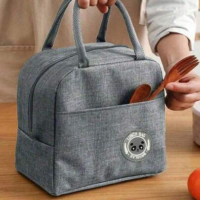 1 pièce Sac déjeuner isotherme avec étiquette d'ours, sac fourre-tout de déjeuner réutilisable grande capacité au design portable et imperméable. Idéal pour l'école et le bureau - garde vos aliments frais et délicieux. Sac bento, sac à main, sac de pique-nique de cuisine.