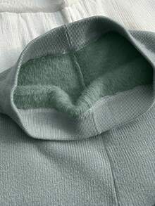 Franclia 女士高腰罗纹针织竖条纹喇叭裤，弹力修身九分裤，秋冬款 - 淺灰色 - 查看 8