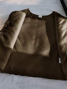 Genkimix Kids Genkimix Young Girl Girls Casual Solid Color Faux Wool Vest Jacket, Versatile Coffee Color Jacket, Suitable For Outings, School, Indoor Casual Wear - Coffee Brown - View 7