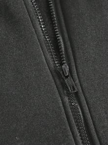 SHEIN 少女灰色保暖内衬卫衣，纯色长袖百搭套头衫，秋冬季休闲校园风卫衣 - 深灰色 - 查看 3