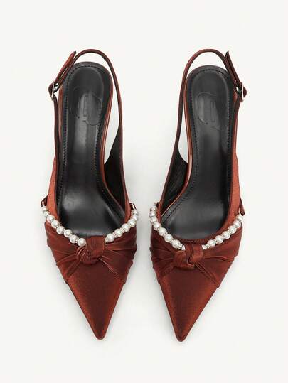 CUCCOO CHICEST Women's Fashionable Elegant Rhinestone & Faux Pearl Decorated High Heel Pumps Wedding Shoes Spring Shoes Bride Shoes