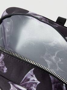 ROMWE Grunge Punk Women's Cartoon Pattern Cute & Fashionable Backpack - Black and White - View 5