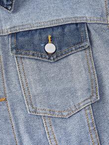 SHEIN MOD 女士撞色拼接短款时尚百搭牛仔外套 - 彩色 - 查看 3