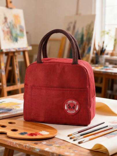 1PC Thermal Insulated Portable Bento Lunch Bag Aluminum Foil Lining Storage Kitchen Organiser Random Bottom Color For Work School Outdoor Carrying Christmas Gift Back To School Essential Lunch Box Bag Bento Container Keep Warm