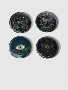 ROMWE Fairycore 飞蛾、蝴蝶、藤蔓植物、月眼花胸针、徽章，适合巴西狂欢节、万圣节、亡灵节、哥特风格等场合。 - 黑色 - 查看 2