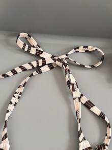 SHEIN 女士两件套比基尼套装，简约时尚，适合日常休闲穿着，文胸和内裤夏季 - 彩色 - 查看 3