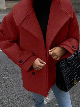 Aalyst レディース 秋冬 ファッション ソリッドカラー ダブルブレスト オーバーコート