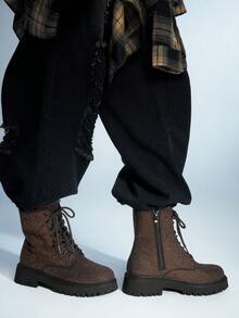 Sugerpunk Women's Rhinestone Embellished Casual Fashion Short Boots For Christmas - Brown - View 6