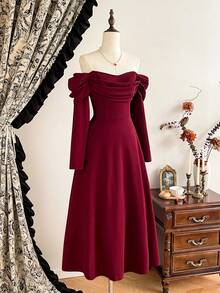 Vintamour فستان نسائي أنيق وعتيق مع جيوب، فستان عطلة عادي للحفلات، ملابس شتوية حمراء للنساء، ملابس شتوية للنساء، ملابس عيد الميلاد للنساء، ملابس عيد الميلاد، ملابس رأس السنة الجديدة، ملابس للنساء، فستان شتوي للنساء، فستان عيد الميلاد للنساء، فستان حفلة عيد الميلاد للنساء، فساتين رأس السنة الجديدة للنساء، فساتين أنيقة للحفلات، فساتين للنساء، فستان تخرج أنيق، فساتين أنيقة للنساء، فساتين رسمية للنساء - عنابي اللون - مشاهدة 6