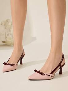 CUCCOO CHICEST Brown Cherry Pointed Toe Stiletto Heel Backless Women Pumps For Christmas Elegant Shoes Wedding Shoes - Pink - View 7