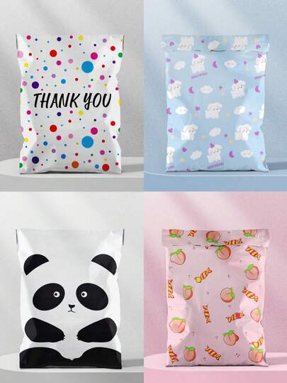 10pcs Waterproof And Thickened Color Printed Express Transport Bags, Mail Transport Package Bags, Waterproof And Dirt Resistant Self-Adhesive Shipping Bags, Suitable For Packaging And Transportation Of Various Items Such As Clothing, Books, Daily Necessities, Etc School Supplies, Back To School