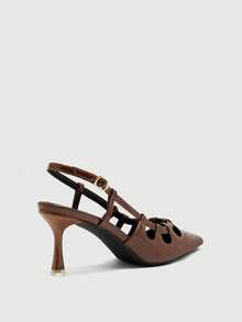 CUCCOO BIZCHIC Women's Pointed Toe Stiletto Heeled Sandals, Summer Fashion For Christmas - Chocolate Brown - View 9