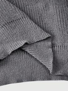 ROMWE Pulover pentru femei cu umeri goi, dantelă contrastantă, panglică laterală și șnur - Gri - Vizualizare 6