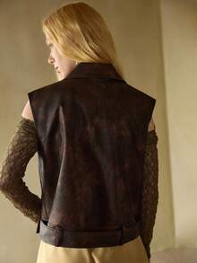 MOTF STUDIO CHALECO SIN MANGAS CON SOLAPA PARA MUJER, OTOÑO/INVIERNO - Marrón Mocha - Ver 6