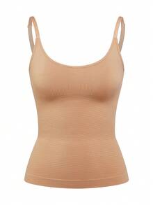 SHAPORA 1pc Apricot Seamless Comfortable Minimalist Women Slimming Camisole - Apricot - View 3