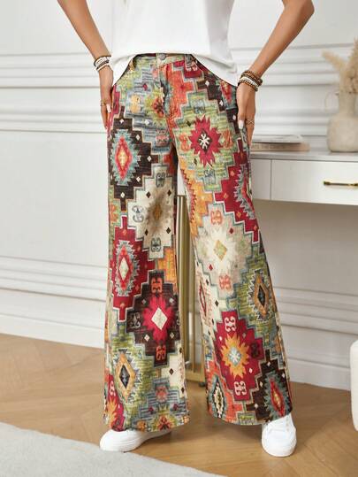 EMERY ROSE 女士复古风休闲印花牛仔裤