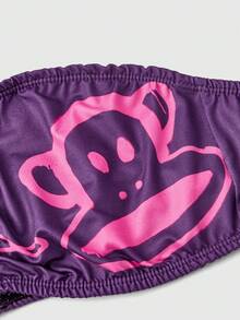 Paul Frank X ROMWE 3pcs Monkey Print Pleated Front Bandeau Bras - Purple - View 3