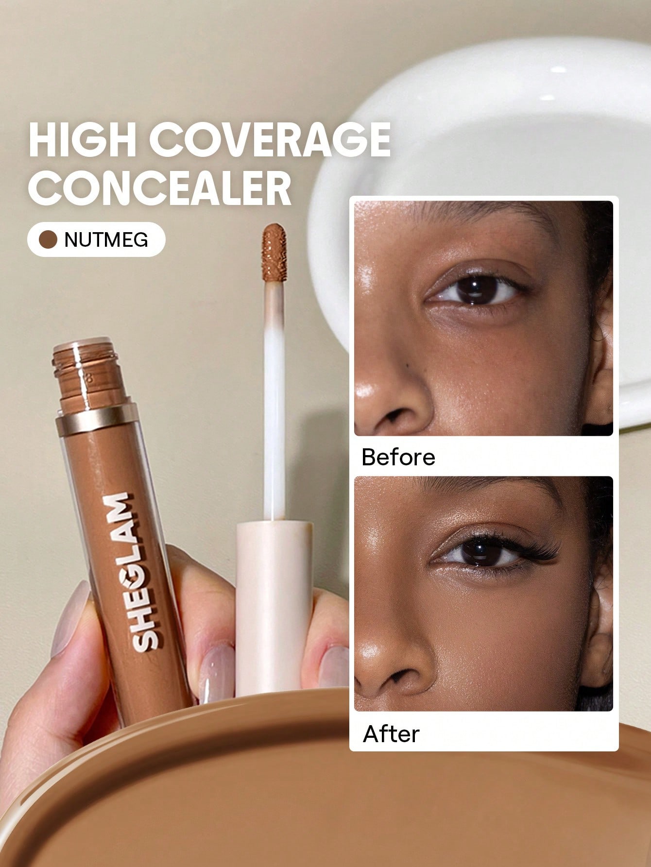 SHEGLAM خافي العيوب Like Magic 12Hr Full Coverage Concealer-Nutmeg Matte Liquid Concealer Long-Lasting Brightening Color Corrector-خافي عيوب مرطب خفيف الوزن يدوم طوال اليوم-خافي عيوب كونسيلر