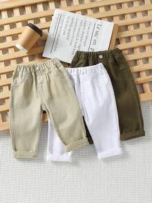 SHEIN Vintaside Kids 3条装男婴百搭休闲日常弹力腰宽松牛仔裤 - 彩色 - 查看 1