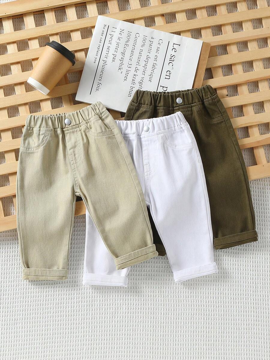 SHEIN Vintaside Kids 3条装男婴百搭休闲日常弹力腰宽松牛仔裤 - 彩色 - 查看 1