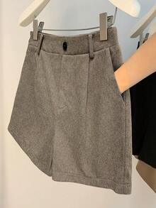 GlowEve 女士编织休闲度假秋冬短裤 - 棕色 - 查看 1