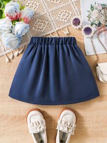 Elladie kids Young Girl Fashionable Pleated Mini Skirt, Suitable For Spring/Summer - Royal Blue - View 2