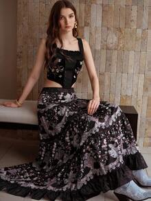 MOTF PREMIUM WOMEN'S EMBROIDERED CAMISOLE TOP - Black - View 7