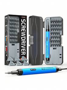 46-In-1 Cordless Electric Screwdriver Set With 38 Magnetic Precision Drill Bits, Rechargeable Lithium Battery With USB Power, Multipurpose Repair Tool Kit For Smartphones, Laptops, Cameras, Watches, Electronics