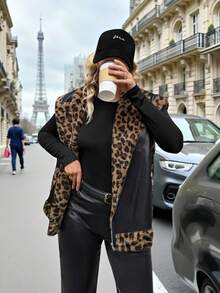 EMERY ROSE Chaqueta/chaleco de mujer de talla grande de piel sintética y piel sintética, de estilo casual y de moda