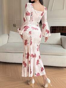DAZY Women's Elegant Floral Print Long Sleeve Dress - Multicolor - View 3