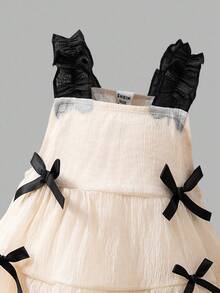 Sweetra 女婴可爱蝴蝶结吊带连衣裙，夏季 - 彩色 - 查看 3