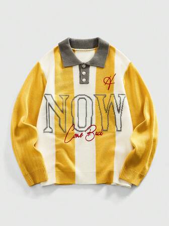 Maglione sportivo da uomo a girocollo con ricamo a tema calcio, stile retrò streetwear