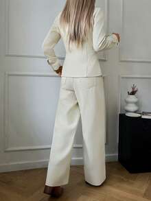 Livesso Autumn/Winter New Loose Casual Urban Style Women Denim 2 Pieces Set - White - View 2